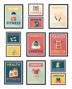 Spor poster düz afiş tasarım düz arka plan ayarlamak, eps10