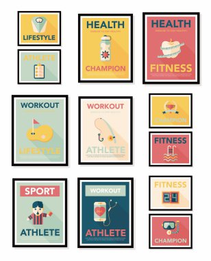 Spor poster düz afiş tasarım düz arka plan ayarlamak, eps10