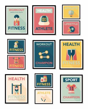 Spor poster düz afiş tasarım düz arka plan ayarlamak, eps10