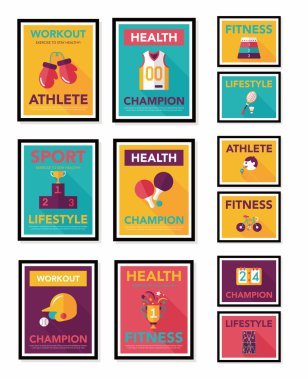 Spor poster düz afiş tasarım düz arka plan ayarlamak, eps10