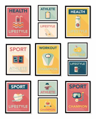 Spor poster düz afiş tasarım düz arka plan ayarlamak, eps10