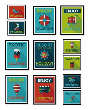 Seyahat poster afiş tasarım düz arka plan ayarlamak, eps10