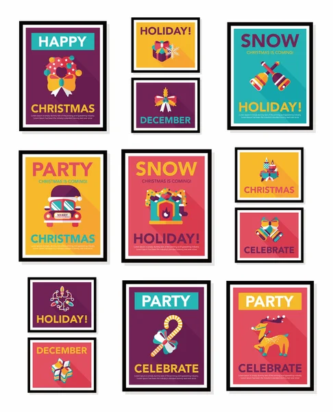Christmas poster banner design flat background set, eps10 — Stock Vector