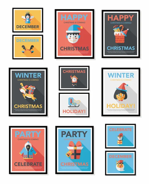 Christmas affisch banner design platt bakgrund set, eps10 — Stock vektor