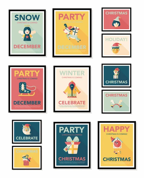 Christmas poster banner design flat background set, eps10 — Stock Vector