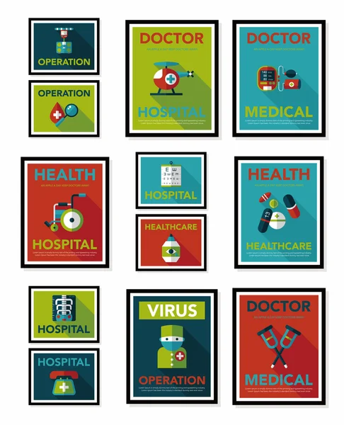 Hospital flat banner design plano fundo definido, eps10 — Vetor de Stock