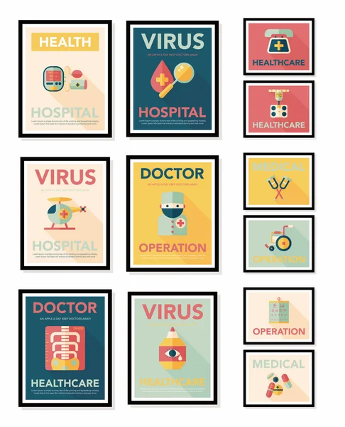 Hospital flat banner design plano fundo definido, eps10 — Vetor de Stock