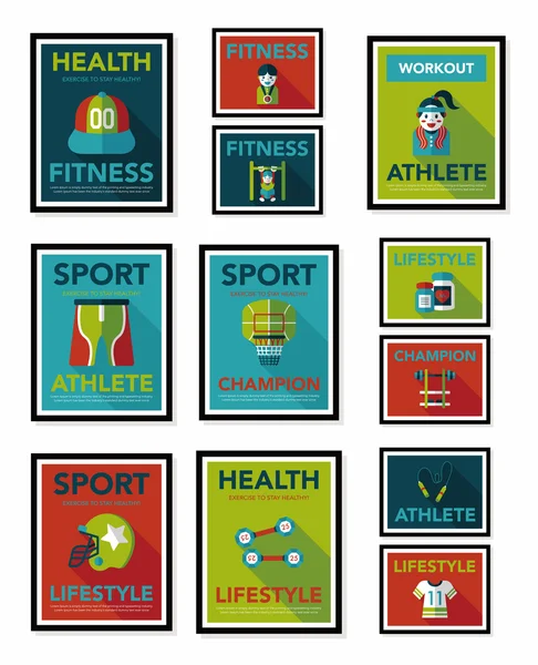 Sport poster piatto banner design sfondo piatto fisso, eps10 — Vettoriale Stock