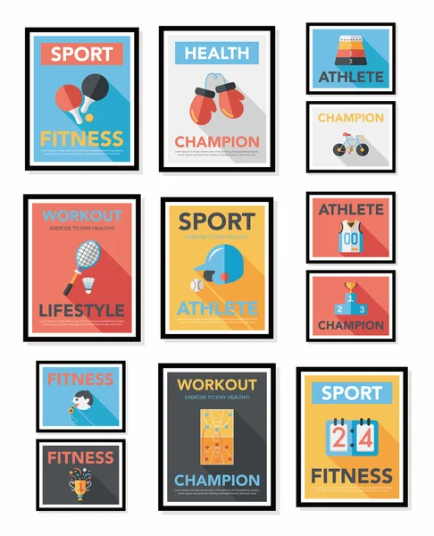 Cartaz desportivo design de banner plano fundo conjunto, eps10 — Vetor de Stock