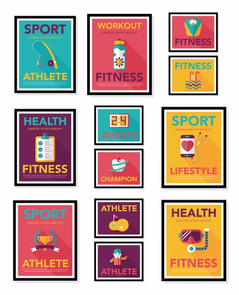 Sportplakat Flachbanner Design Flachbild-Hintergrund-Set, Eps10 — Stockvektor