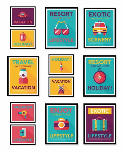 旅游海报横幅设计平坦的背景设定，eps10 — 图库矢量图片
