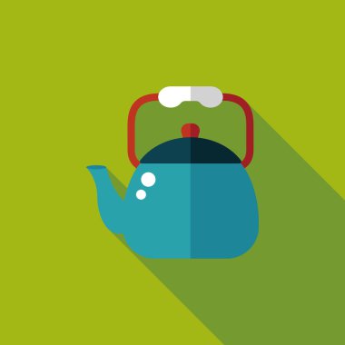 Uzun Gölge, eps10 ile mutfak eşyaları çay potu düz simgesi