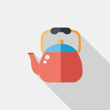 Uzun Gölge, eps10 ile mutfak eşyaları çay potu düz simgesi