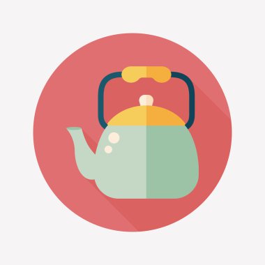 Uzun Gölge, eps10 ile mutfak eşyaları çay potu düz simgesi