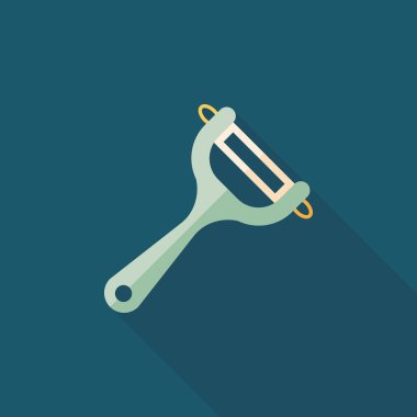 Uzun Gölge, eps10 ile mutfak eşyaları Soyucu düz simgesi