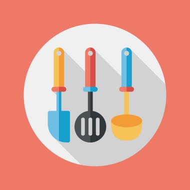 Uzun Gölge, eps10 ile mutfak eşyaları spatula düz simgesi