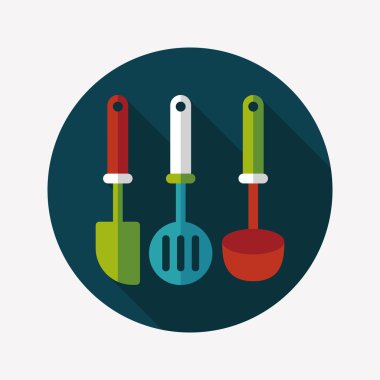 Uzun Gölge, eps10 ile mutfak eşyaları spatula düz simgesi