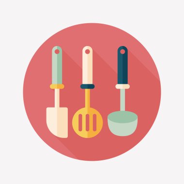 Uzun Gölge, eps10 ile mutfak eşyaları spatula düz simgesi