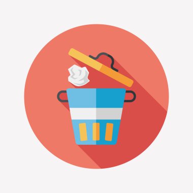 Uzun Gölge, eps10 ile mutfak eşyaları çöp düz simgesi