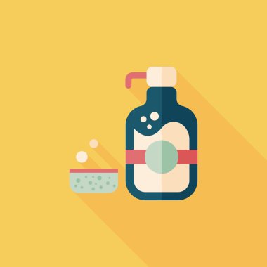 Uzun Gölge, eps10 ile mutfak eşyaları çanak sabun düz simgesi