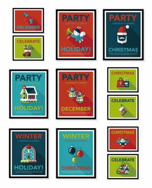 Noel poster düz afiş tasarım düz arka plan ayarlamak, eps10