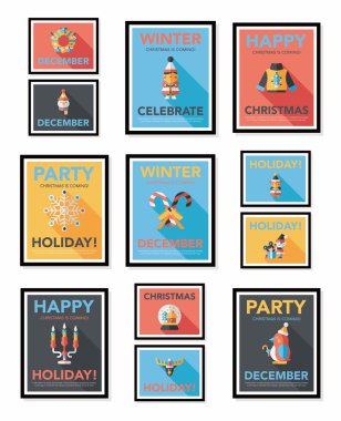 Noel poster düz afiş tasarım düz arka plan ayarlamak, eps10