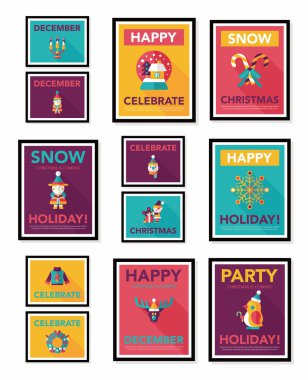 Noel poster düz afiş tasarım düz arka plan ayarlamak, eps10