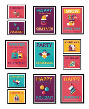 Noel poster düz afiş tasarım düz arka plan ayarlamak, eps10