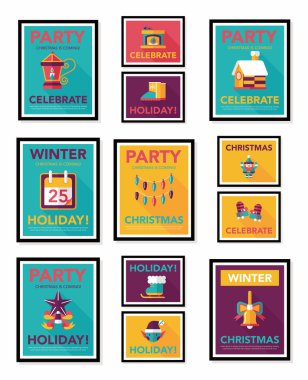 Noel poster düz afiş tasarım düz arka plan ayarlamak, eps10