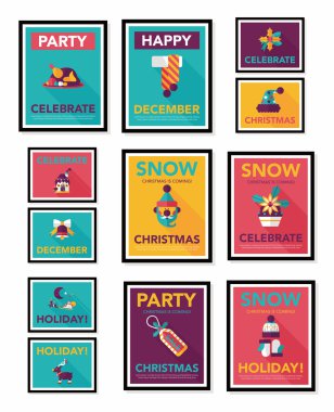 Noel poster düz afiş tasarım düz arka plan ayarlamak, eps10