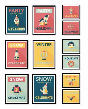 Noel poster düz afiş tasarım düz arka plan ayarlamak, eps10