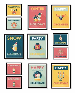 Noel poster düz afiş tasarım düz arka plan ayarlamak, eps10