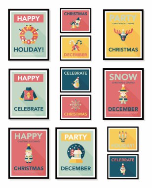 Noel poster düz afiş tasarım düz arka plan ayarlamak, eps10