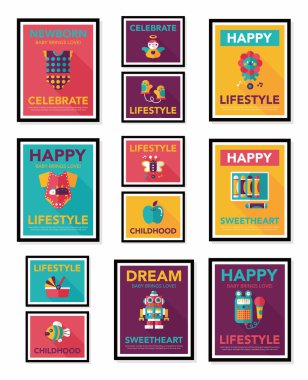 Bebek poster düz afiş tasarım düz arka plan ayarlamak, eps10