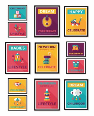 Bebek poster düz afiş tasarım düz arka plan ayarlamak, eps10