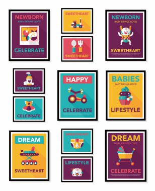 Bebek poster düz afiş tasarım düz arka plan ayarlamak, eps10