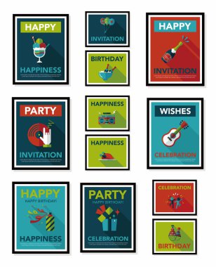 Doğum poster düz afiş tasarım düz arka plan ayarlamak, eps10