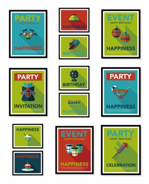 Doğum poster düz afiş tasarım düz arka plan ayarlamak, eps10