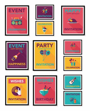 Doğum poster düz afiş tasarım düz arka plan ayarlamak, eps10