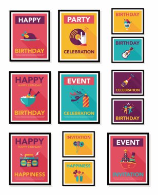 Doğum poster düz afiş tasarım düz arka plan ayarlamak, eps10