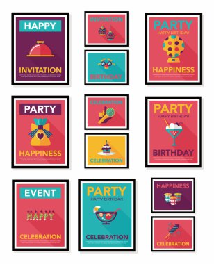 Doğum poster düz afiş tasarım düz arka plan ayarlamak, eps10