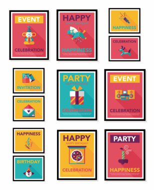 Doğum poster düz afiş tasarım düz arka plan ayarlamak, eps10