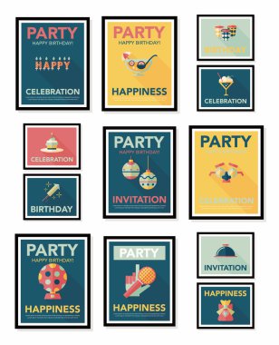 Doğum poster düz afiş tasarım düz arka plan ayarlamak, eps10