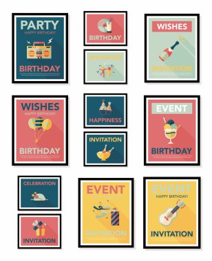 Doğum poster düz afiş tasarım düz arka plan ayarlamak, eps10