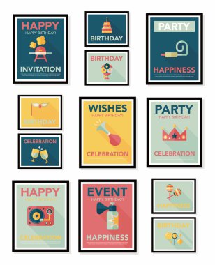 Doğum poster düz afiş tasarım düz arka plan ayarlamak, eps10