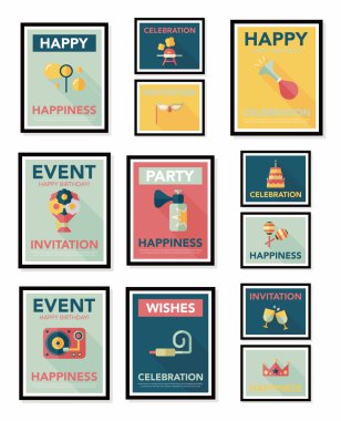 Doğum poster düz afiş tasarım düz arka plan ayarlamak, eps10