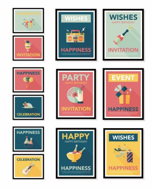 Doğum poster düz afiş tasarım düz arka plan ayarlamak, eps10