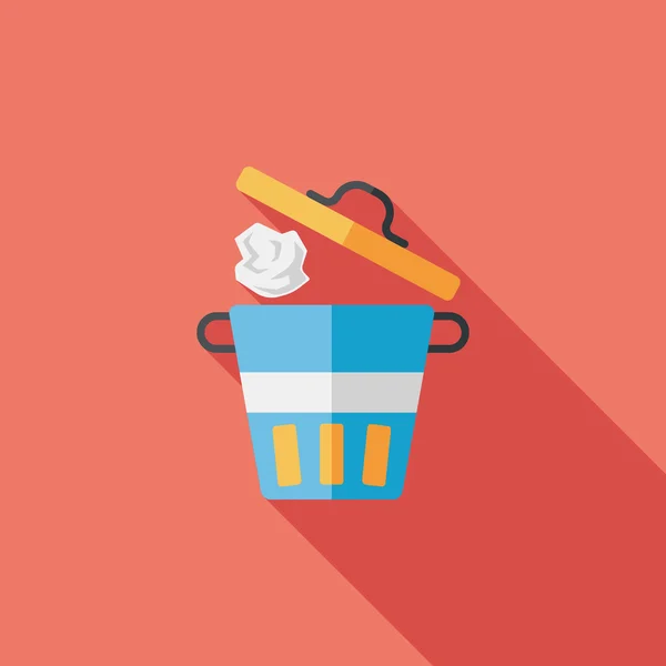 Ustensiles de cuisine poubelle icône plate avec ombre longue, eps10 — Image vectorielle