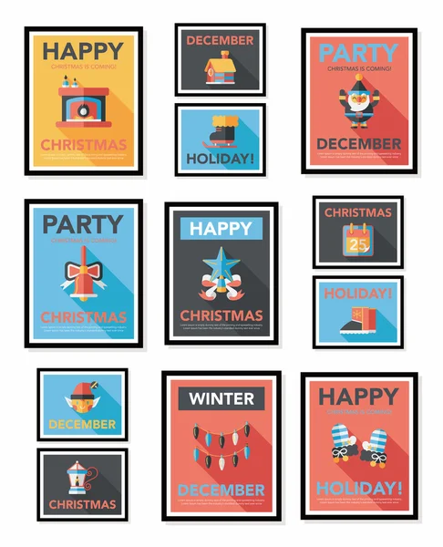 Christmas affisch platt banner design platt bakgrund set, eps10 — Stock vektor