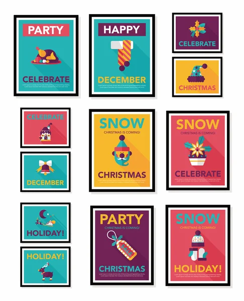 Christmas affisch platt banner design platt bakgrund set, eps10 — Stock vektor